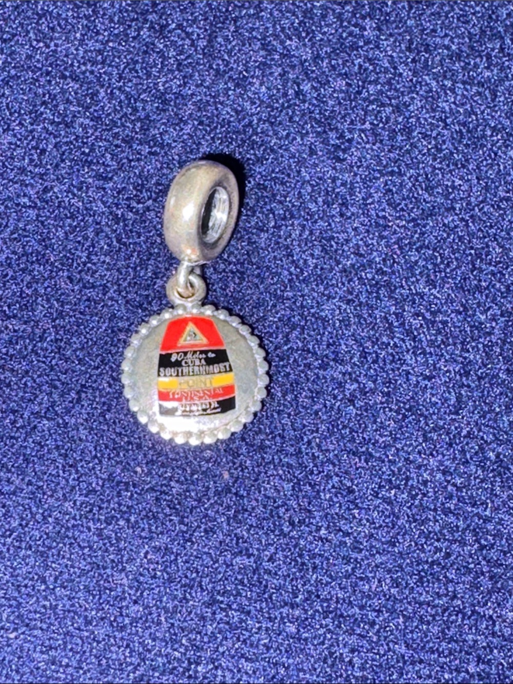 Pandora Silver Charm with Southernmost Point Red, Black, Yellow Enamel Design